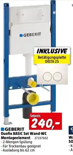 Bauhaus Geberit Duofix WC-Vorwandelement inklusive Betätigungsplatte Delta 25 Angebot