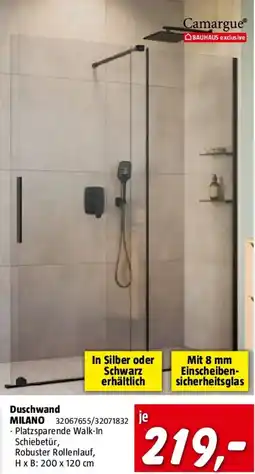 Bauhaus Camargue Duschwand Milano Angebot