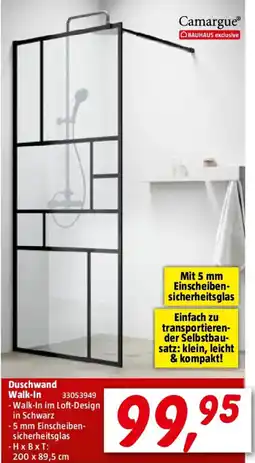 Bauhaus Camargue Duschwand Walk-In Angebot