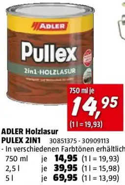 Bauhaus Adler Holzlasur Pullex 2in1 Angebot