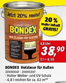 Bauhaus Bondex Holzlasur für Außen Angebot