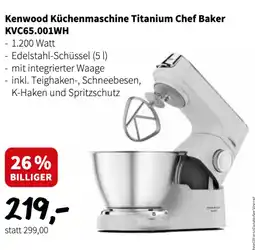 Der Grissemann Kenwood küchenmaschine titanium chef baker kvc65.001wh Angebot