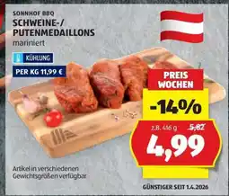 Hofer SONNHOF BBQ SCHWEINE-/PUTENMEDAILLONS mariniert Angebot