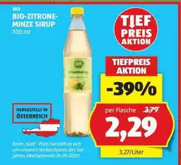 Hofer BIO-ZITRONE-MINZE SIRUP Angebot
