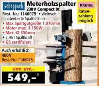 Norma Scheppach meterholzspalter 230v compact 8t Angebot