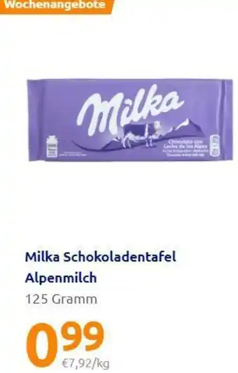 Action Milka Schokolade Alpenmilch 125 Gramm Angebot