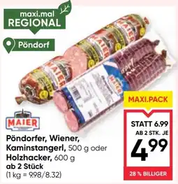 Maximarkt Pöndorfer, wiener, kaminstangerl, holzhacker Angebot