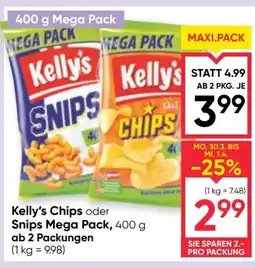 Maximarkt Kelly's chips oder snips mega pack Angebot