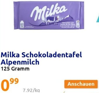 Action Milka Schokoladentafel Alpenmilch 125 Gramm Angebot