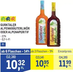Metro Gurktaler alpenkräuterlikör oder alpenaperitif Angebot
