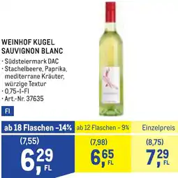 Metro Weinhof Kugel Sauvignon Blanc Angebot