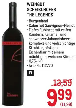 Metro Weingut scheiblhofer the legends Angebot