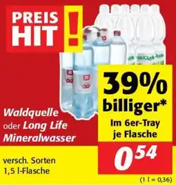 Nah&Frisch Waldquelle oder Long Life Mineralwasser Angebot