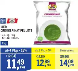 Metro 11er cremespinat pellets Angebot
