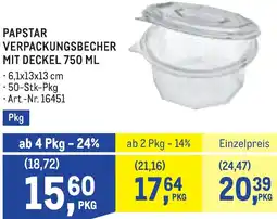 Metro Papstar verpackungsbecher mit deckel Angebot