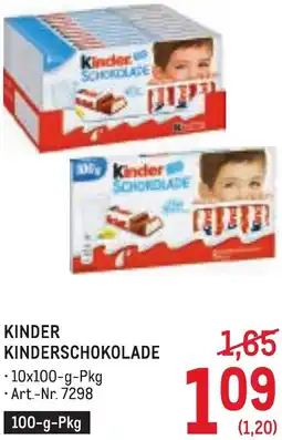 Metro Kinder kinderschokolade Angebot