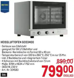 Metro Heissluftofen Angebot