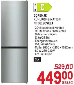 Metro Gorenje kühlkombination Angebot