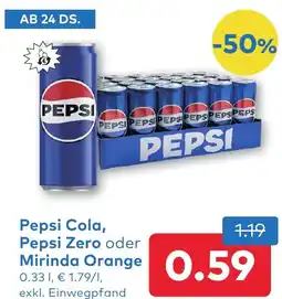 T&G Pepsi Cola, Pepsi Zero oder Mirinda Orange Angebot