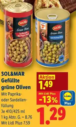Lidl Sol&mar gefüllte grüne oliven Angebot