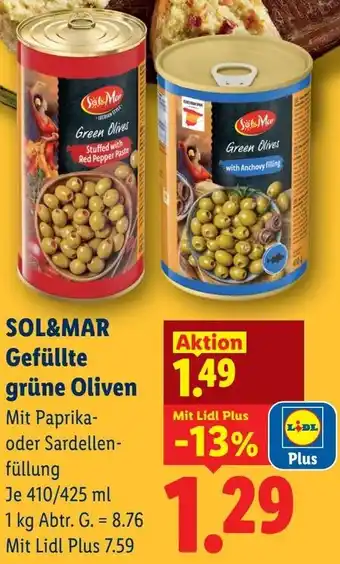 Lidl Sol&mar gefüllte grüne oliven Angebot