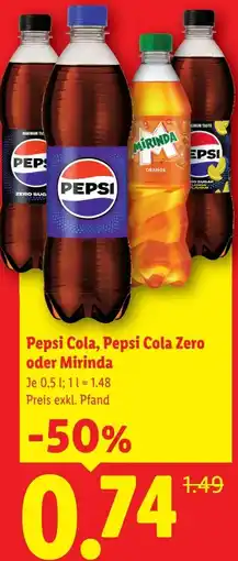 Lidl Pepsi Cola, Pepsi Cola Zero oder Mirinda Angebot