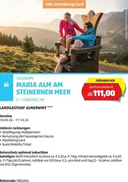 Hofer Reisen Salzburg maria alm am steinernen meer Angebot