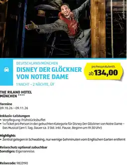 Hofer Reisen Deutschland/münchen disney der glöckner von notre dame Angebot