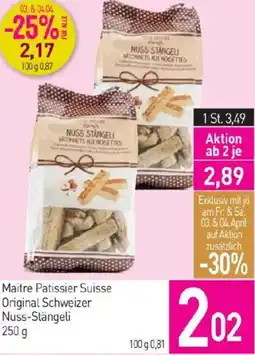 Sutterlüty Maitre Patissier Suisse Original Schweizer Nuss-Stängeli Angebot