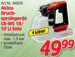 Zgonc Akku- Druck- sprühgerät GE-WS 18/ 10 Li Solo Angebot