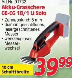 Zgonc Akku-Grasschere GE-CG 18/1 Li Solo Angebot