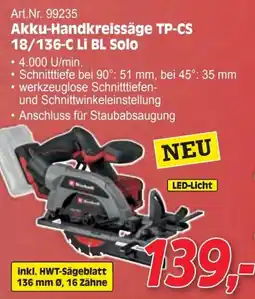 Zgonc Akku-handkreissäge tp-cs 18/136-c li bl solo Angebot
