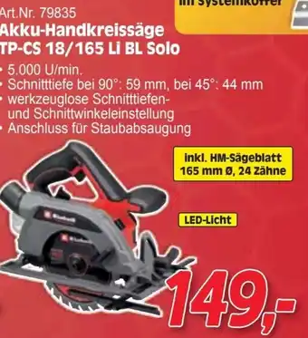 Zgonc Akku-handkreissäge tp-cs 18/165 li bl solo Angebot