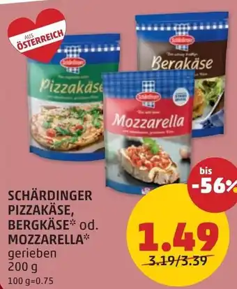 Schärdinger pizzakäse, bergkäse od. mozzarella