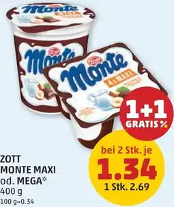 PENNY Zott monte maxi od. mega Angebot