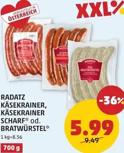 PENNY Radatz käsekrainer, käsekrainer scharf od. bratwürstel Angebot