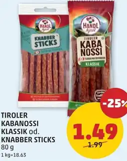 PENNY Tiroler kabanossi klassik od. knabber sticks Angebot
