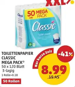 PENNY Toilettenpapier classic mega pack Angebot