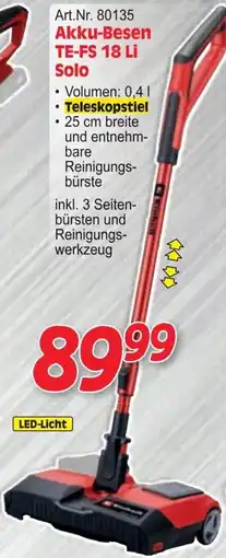 Zgonc Akku-Besen TE-FS 18 Li Solo Angebot