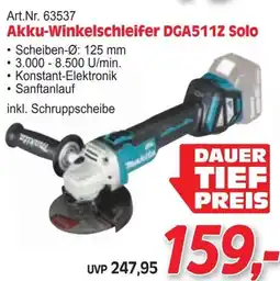 Zgonc Art.Nr. 63537 Akku-Winkelschleifer DGA511Z Solo Angebot