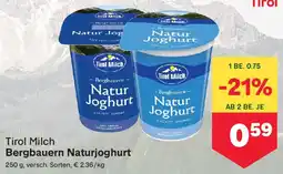 MPreis Tirol Milch Bergbauern Naturjoghurt Angebot
