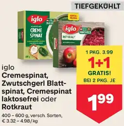 MPreis Iglo Cremespinat, Zwutschgerl Blatt- spinat, Cremespinat laktosefrei oder Rotkraut Angebot