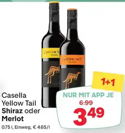 MPreis Casella Yellow Tail Shiraz oder Merlot Angebot