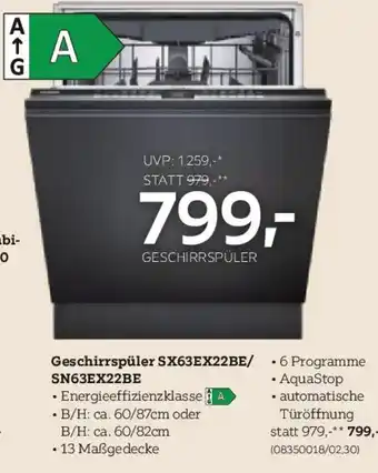 Geschirrspüler sx63ex22be/ sn63ex22be