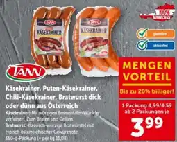 Interspar Käsekrainer, Puten-Käsekrainer, Chili-Käsekrainer, Bratwurst dick oder dünn aus Österreich Angebot