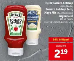 Interspar Heinz Tomato Ketchup, Tomato Ketchup Zero, Mayo Mix oder Mayonnaise Angebot