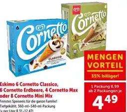 Interspar Eskimo 6 Cornetto Classico, 6 Cornetto Erdbeere, 4 Co oder 8 Cornetto Mini Mix Angebot