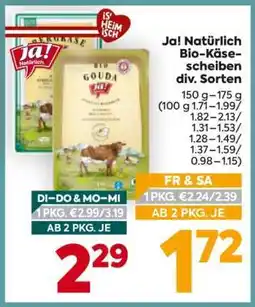 Billa Ja! Natürlich Bio-Käsescheiben div. Sorten Angebot