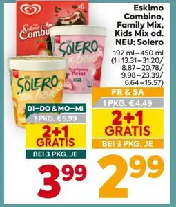 Billa Eskimo Combino, Family Mix, Kids Mix od. NEU: Solero Angebot