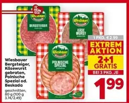 Billa Wiesbauer Bergsteiger, Käsewurst gebraten, Polnische Spezial od. Beskada Angebot